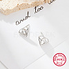 Diamond Shaped Rhodium Plated 925 Sterling Silver Stud Earrings for Women CC0572-1-3