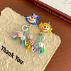 Clown Alloy Resin Dangle Stud Earrings. Golden FS-WG55B1D-01-2