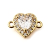 Brass Clear Cubic Zirconia Connector Charms KK-U065-08G-1