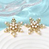 Snowflake Brass Micro Pave Clear Cubic Zirconia Stud Earrings EJEW-H180-27G-3