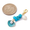 5Pcs 5 Styles Alloy Enamel & Shell Pendant Decoraiton HJEW-JM01656-4