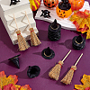 20Pcs Halloween Wood Mini Broom DJEW-ME0001-07-4