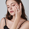 2Pcs Adjustable Rhodium Plated 925 Sterling Silver Finger Rings Components STER-BBC0008-60-6