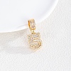 Brass Clear Cubic Zirconia European Dangle Charms LS-KK-R003-01G-05-1