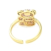 Bear Cubic Zirconia Open Cuff Ring RJEW-F145-01G-3