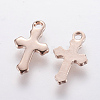 304 Stainless Steel Tiny Cross Charms STAS-F201-01RG-2