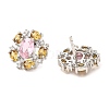 Flower Brass Micro Pave Cubic Zirconia Stud Earrings EJEW-L270-13P-1