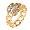 Brass Micro Pave Clear Cubic Zirconia Finger Rings FS-WGF0A01-07-1