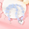 Acrylic Heart Pendant Oval Imitation Gemstone Beaded Necklaces for Women NJEW-JN06479-02-1