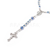 Glass Pearl & Acrylic Rosary Bead Necklace NJEW-TA00041-01-3
