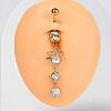 304 Stainless Steel Pave Clear Cubic Zirconia Curved Barbell Dangle Belly Rings FS-WG828D7-09-1