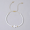 Glass Seed Beads & Brass Braided Beaded Bracelets TV0952-10-1