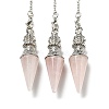 Natural Rose Quartz Pointed Dowsing Pendulums AJEW-P113-01P-03-1