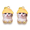Printed Light Gold Tone Alloy Pendants ENAM-N056-208E-2