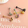 Skull 304 Stainless Steel Straight Barbell 15 Gauge Piercing Tongue Rings for Women Men FS-WG07D05-05-3