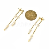 Natural Pearl Beaded Tassel Dangle Stud Earrings EJEW-JE05514-01-3