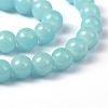 Pale Turquoise Color Spray Painted Round Imitation Jade Glass Beads Strands X-DGLA-S076-8mm-19-4