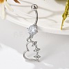Alloy Crystal Rhinestone Dangle Curved Barbell Belly Rings LS-AJEW-R007-04P-04-3