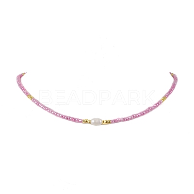 4Pcs 4 Colors Natural Cultured Freshwater Pearl & Glass Seed Beaded Necklaces NJEW-JN05234-1