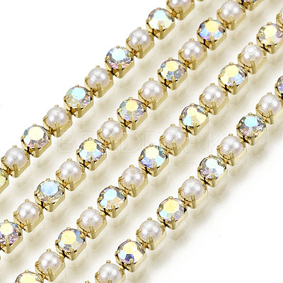 Brass Rhinestone Strass Chains CHC-N017-001A-B01-1