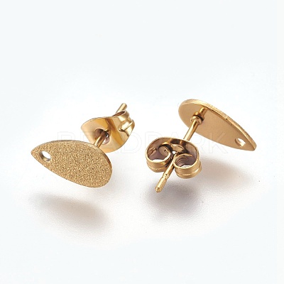 Ion Plating(IP) 304 Stainless Steel Stud Earring Findings STAS-O119-12B-G-1