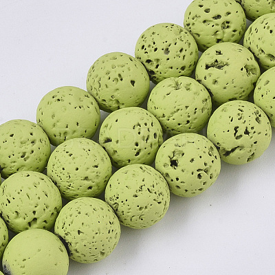 Spray Painted Natural Lava Rock Beads Strands G-N0324-B-08-1