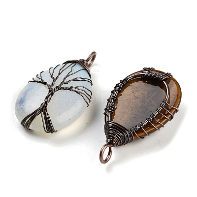 Mixed Gemstone Copper Wire Wrapped Tree Pendants FIND-A043-06-1