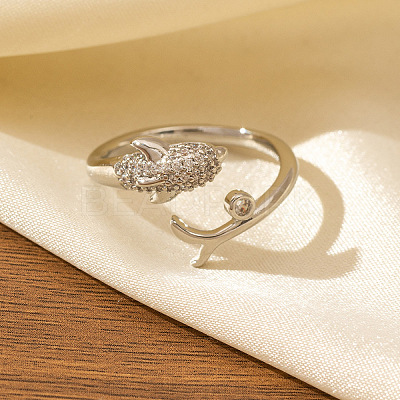 Brass Micro Pave Cubic Zirconia Cuff Open Rings FS-WG84ED8-02-1