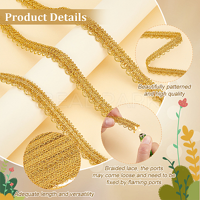 Polyester Braided Metallic Lace Trim SRIB-WH0011-180A-01-1