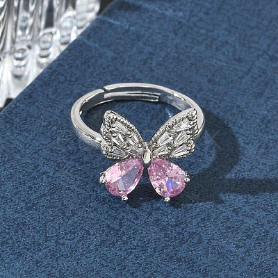 Brass & Cubic Zirconia Finger Rings CU-CBA7E55-10P-1
