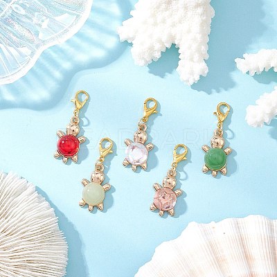 Tortoise Acrylic Alloy Pendant Decorations HJEW-JM03730-1