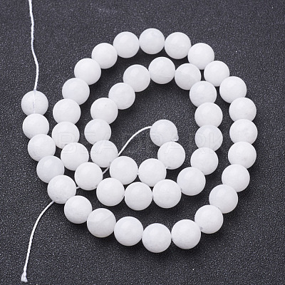 Natural White Jade Beads Strands X-GSR8mmC067-1