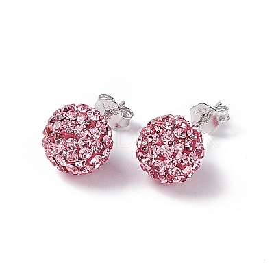 Gifts for Her Valentines Day 925 Sterling Silver Austrian Crystal Rhinestone Ball Stud Earrings for Girl Q286H111-1
