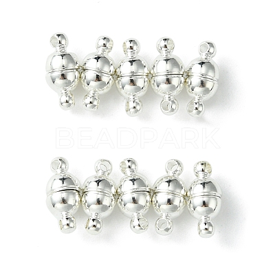 10Pcs Round Brass Magnetic Clasps with Loops KK-FS0001-34S-1