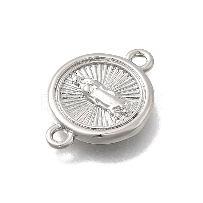 Religion Brass Flat Round with Virgin Connector Charms KK-D431-049P-1
