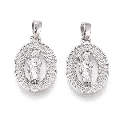 Religion Brass Micro Pave Cubic Zirconia Pendants KK-T073-49P-1
