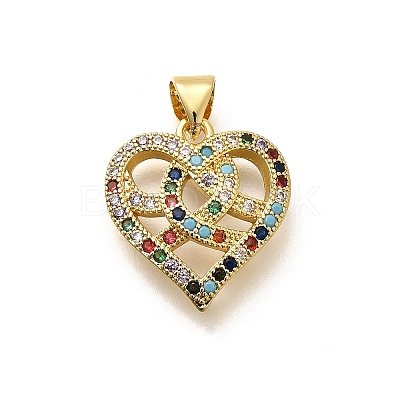 Rack Plating Brass Micro Pave Cubic Zirconia Pendants KK-L226-001G-10-1