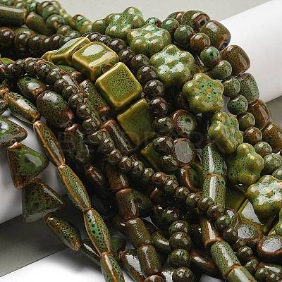 Handmade Porcelain Beads Strands PORC-B002-19A-1