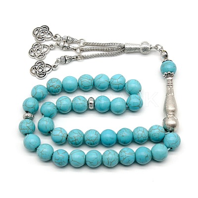 Synthetic Turquoise Beaded Wrap Bracelet EY5612-2-1