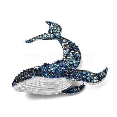 Whale Alloy Rhinestone Lapel Pin Brooches AL-CBAF606-04P-01-1