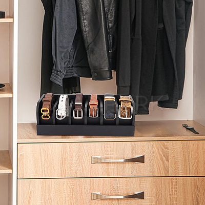 Bamboo Belt Organizer Holder with 6 Compartments AJEW-WH0166-77B-1