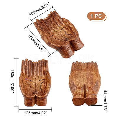 Wooden Buddha Hand Display Decorations AJEW-WH0304-38-1