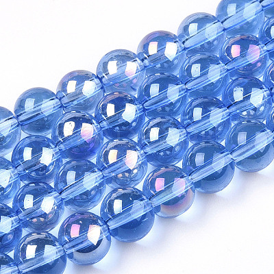 Electroplate Transparent Glass Beads Strands GLAA-T032-T6mm-AB04-1