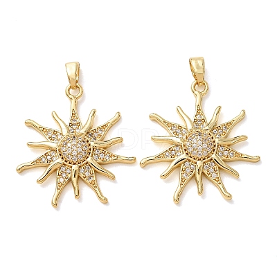Brass Micro Pave Clear Cubic Zirconia Pendants CU-CBA2907-03A-G-1