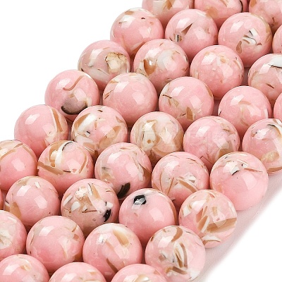 Assembled Synthetic Stone and Trochus Shell Beads Strands G-B128-08D-03-1