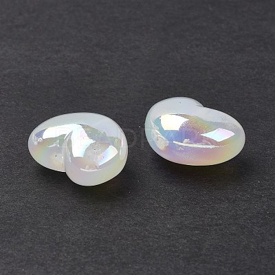 UV Plating Rainbow Iridescent Acrylic Beads X-OACR-H015-02-1