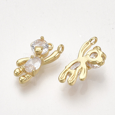 Brass Cubic Zirconia Charms KK-T035-117G-1