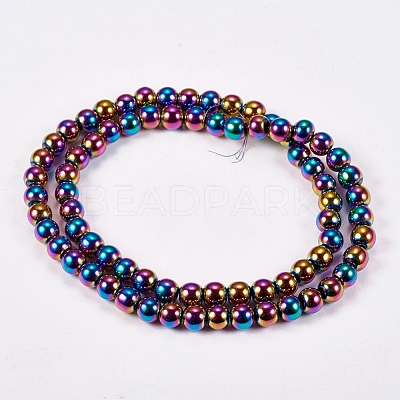 Electroplate Non-magnetic Synthetic Hematite Beads Strands G-J169A-6mm-05-1
