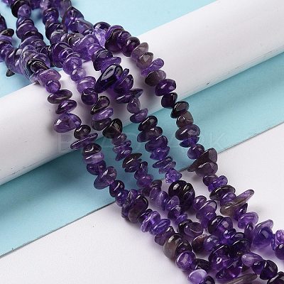 Natural Amethyst Chip Bead Strands G-M205-58-1