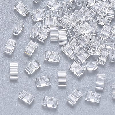 FGB 2-Hole Transparent Glass Seed Beads SEED-S031-M-001-1